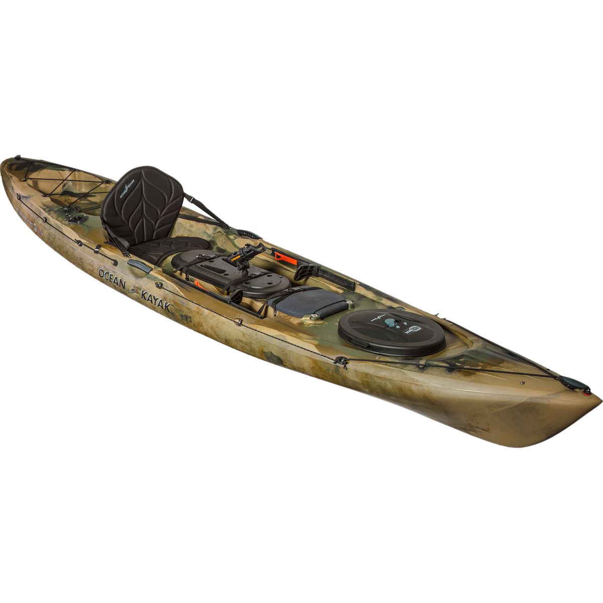Color:Brown Camo:Ocean Kayak Trident 13 Angler Kayak - Sit-On-Top