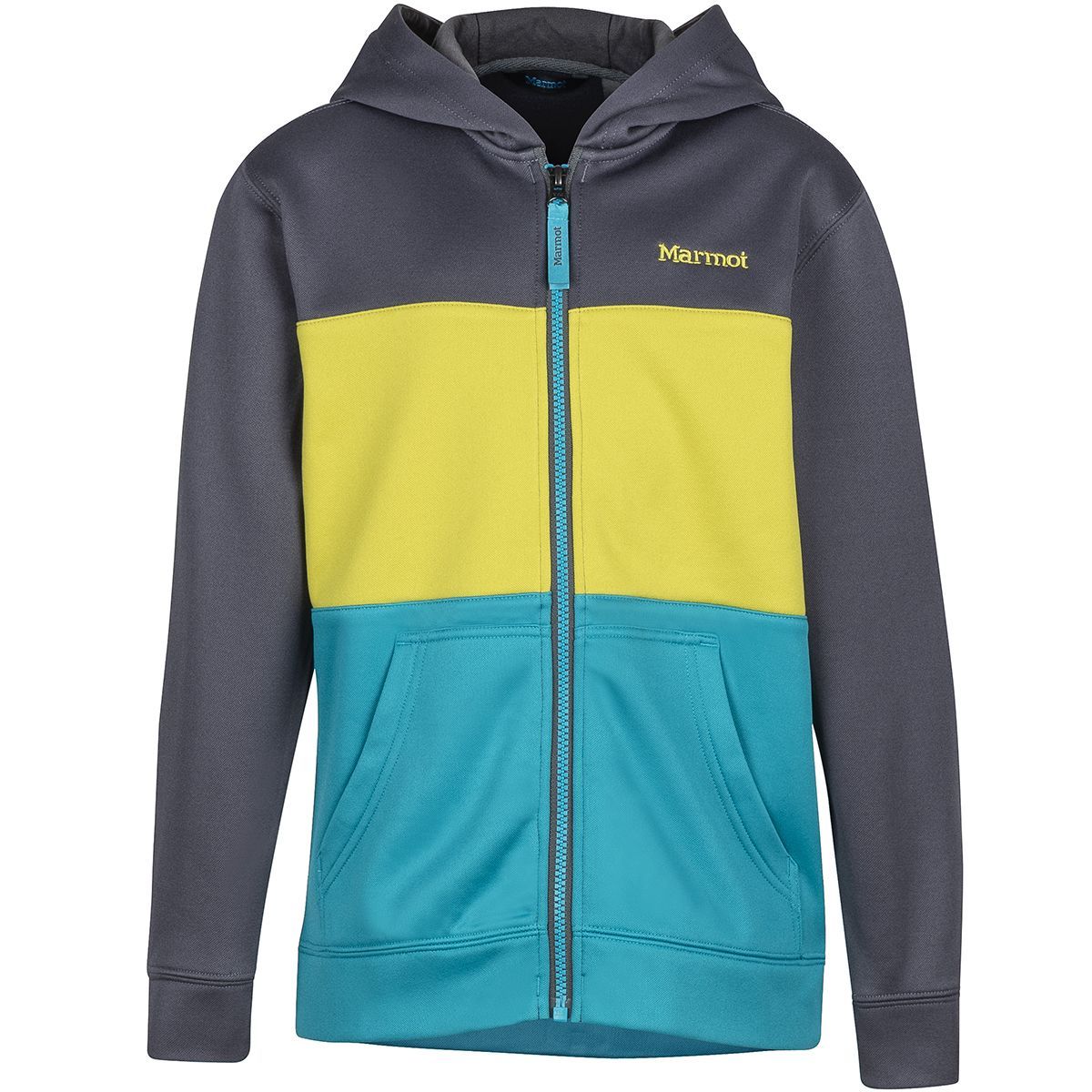 Marmot Rincon Fleece Hoodie - Boys' Slate Grey/Enamel Blue, S Marmot Rincon Fleece Hoodie - Boys' Slate Grey/Enamel Blue, S