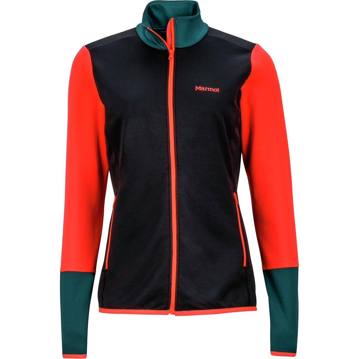 Marmot Thirona Fleece Jacket - Black/Neon Coral