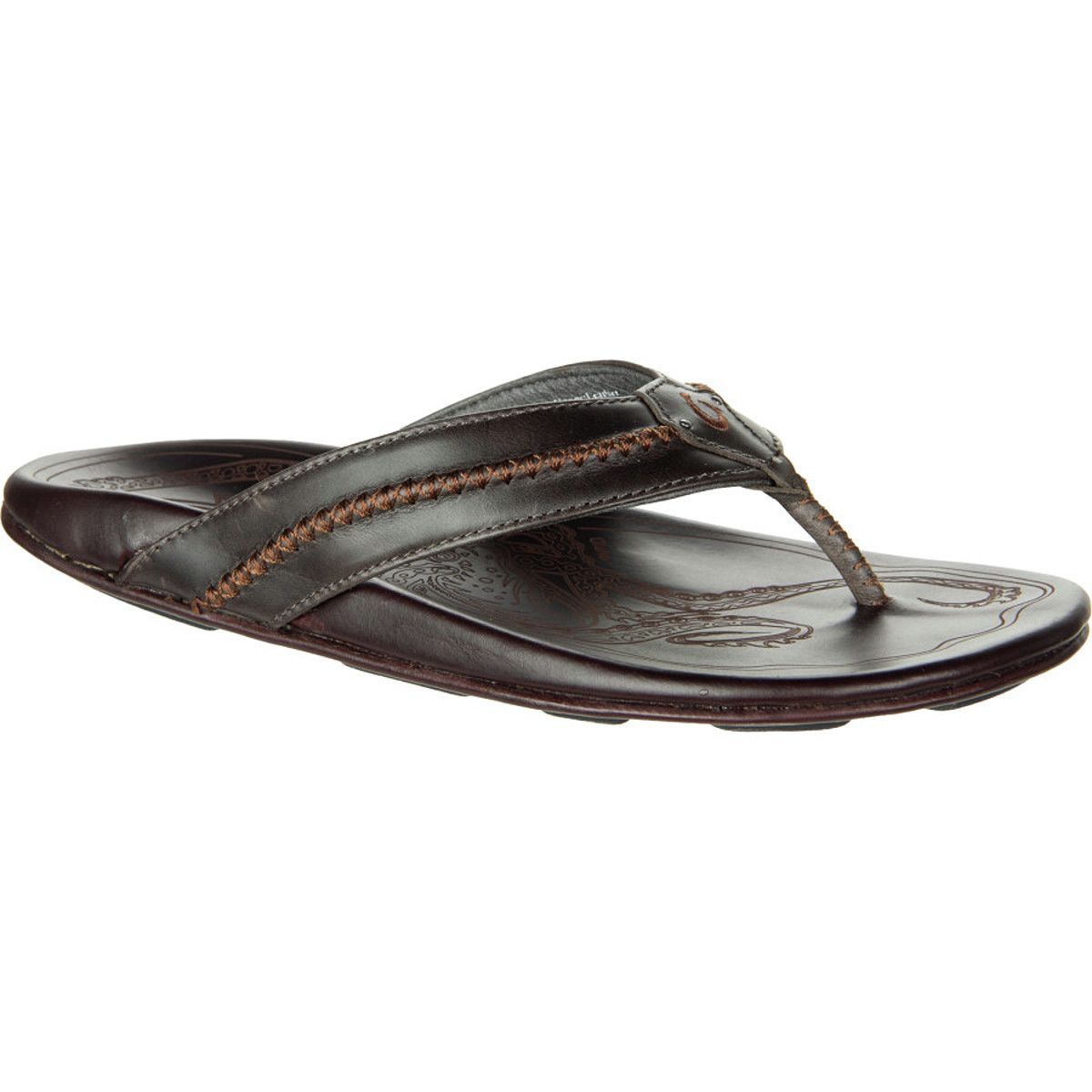 Olukai Mea Ola Flip Flop - Mens Charcoal/Dark Java, 10.0