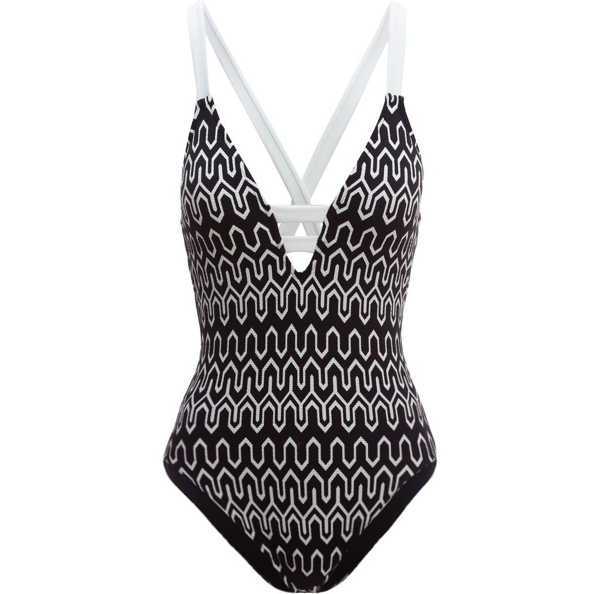 Seafolly Optic Wave Deep V Maillot One Piece Swimsuit - Women