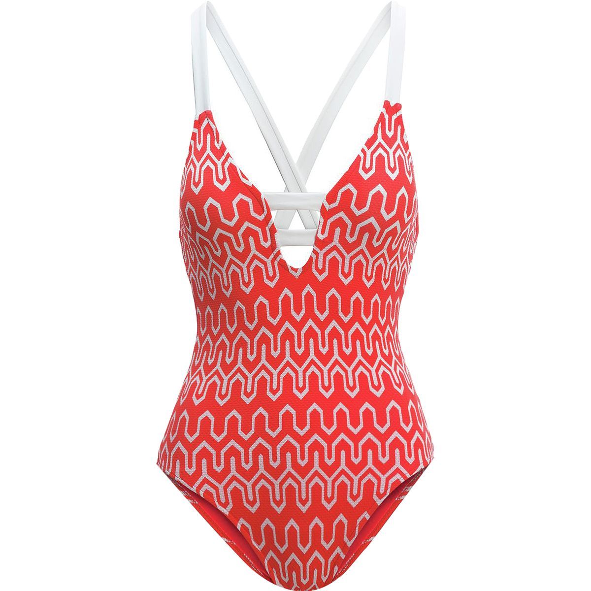 Seafolly Optic Wave Deep V Maillot One Piece Swimsuit - Women