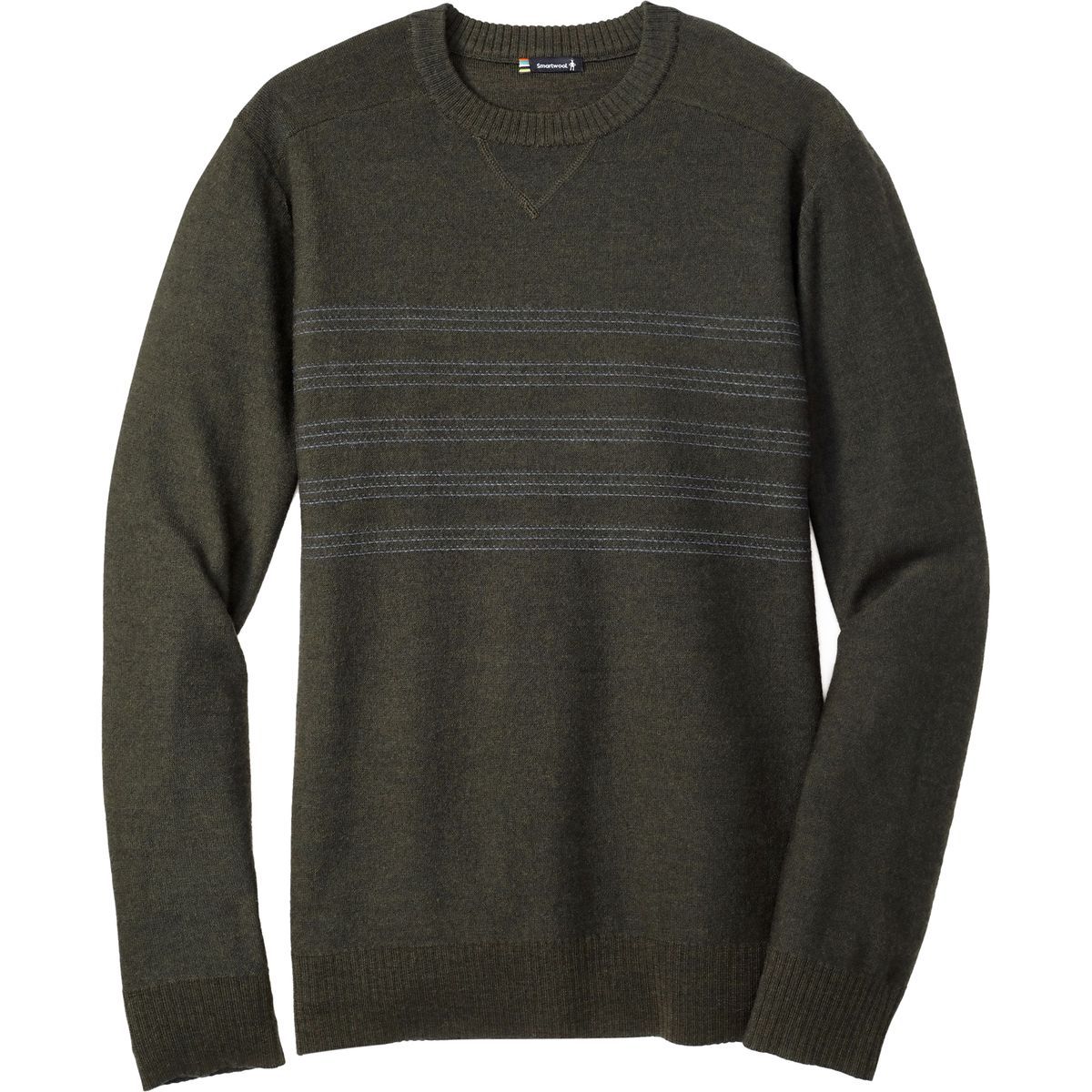 Smartwool Kiva Ridge Reverse Jersey Stripe Crew Sweater - Olive Heather