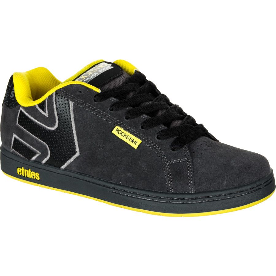 Etnies x Rockstar Fader Black & Gold Shoes WALK IN THE SHOES OF A ROCKSTAR SWEEPSTAKES - Win a pair of Rockstar edition Etnies Shoes! Go to starke.ga to enter! Sweepstakes ends.