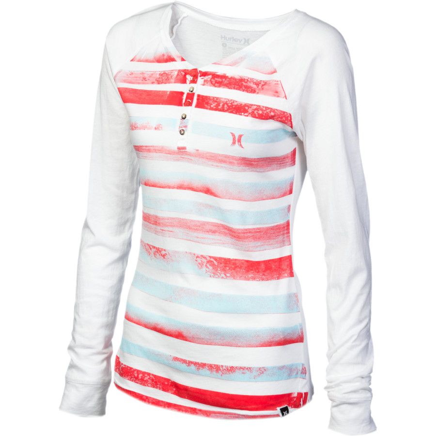 Hurley Spray Tan Henley Shirt LongSleeve Women's