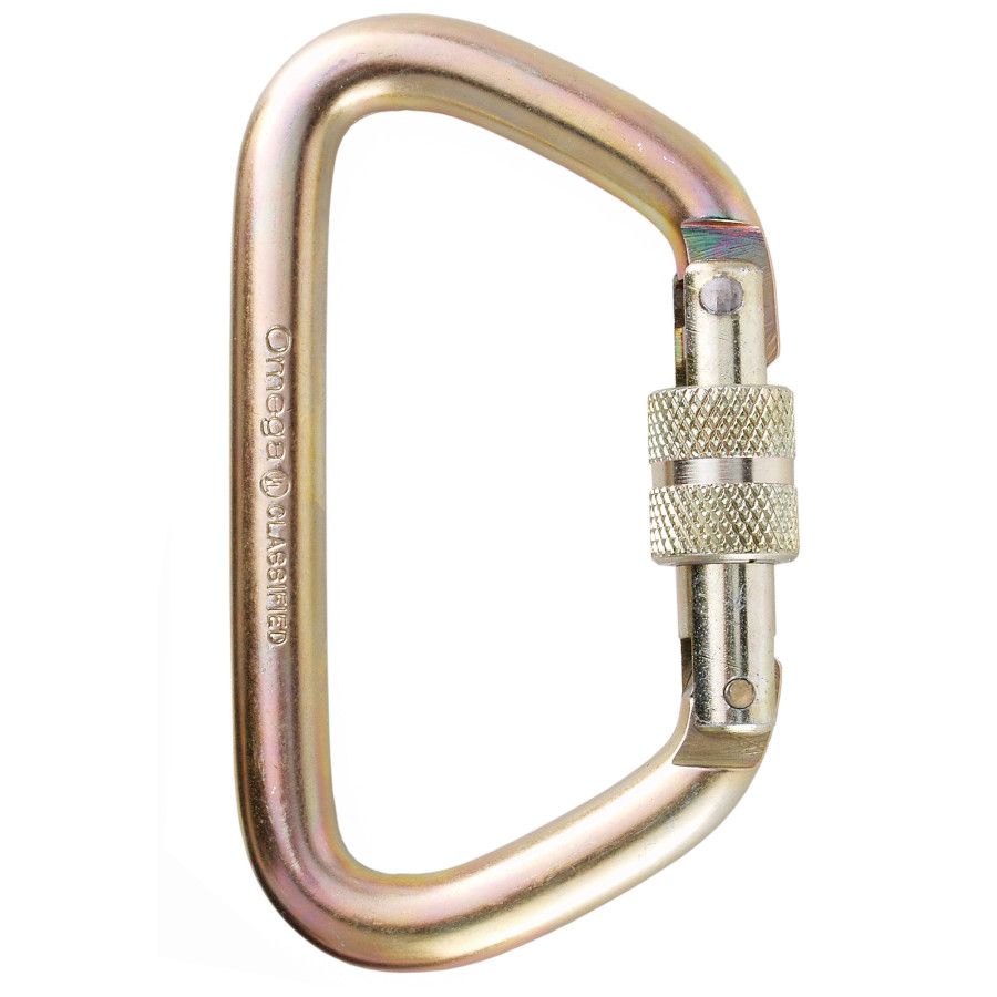 Omega Pacific 1/2" Steel Large D ScrewLock Carabiner NFPA