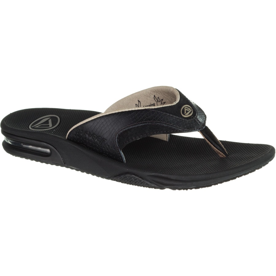 ... REEF Men's FANNING LEATHER Reptile Bottle Cap Opener FLIP FLOP SANDALS