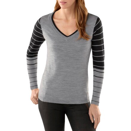 Image of SmartWool Lightweight Stripe V-Neck Sweater - Women's