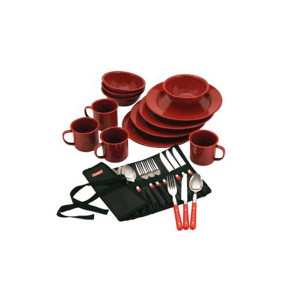24-Piece Enamelware Dining Kit & Cutlery Set