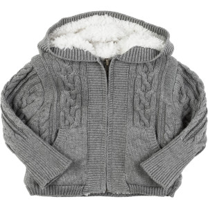 Cable Faux Fur Cardigan - Infant Boys'