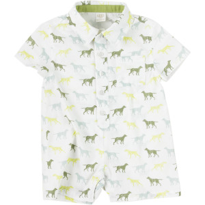 Cotton Shirting Polo Romper - Infant Boys'