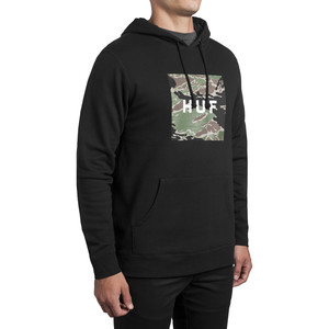 Click to Enlarge for Huf Tiger Camo Box Logo Pullover Hoodie - Men's Huf Tiger Camo Box Logo Pullover Hoodie - Men's-Image
