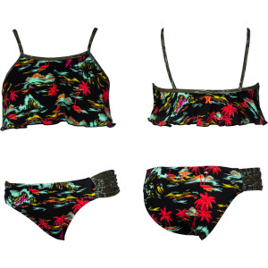 Flamo Crop Top & Tab Side Swimsuit - Girls'