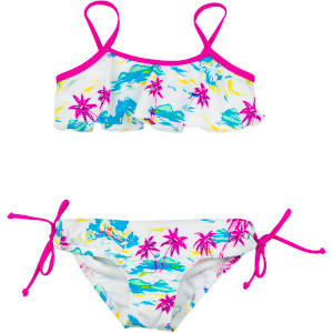Flamo Crop Top & Retro with Ties Swimsuit - Girls'