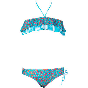 Sand Blossom Drawstring Ruffle Swimsuit - Girls'