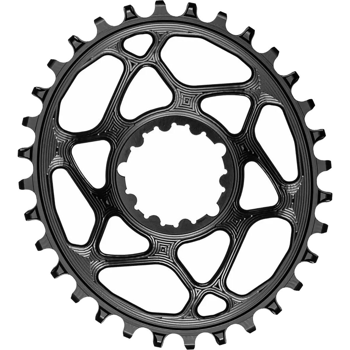 Image of absoluteBLACK SRAM Oval Boost148 Direct Mount Traction Chainring Black/3mm Offset, 34t