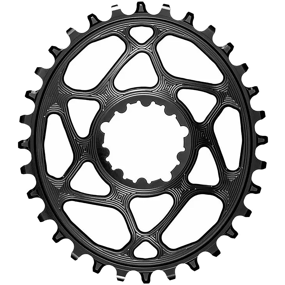 Image of absoluteBLACK SRAM Oval Direct Mount Boost Chainring for Shimano HG+ Black, 32t, Hyperglide Plus (M9100, M8100, M7100)