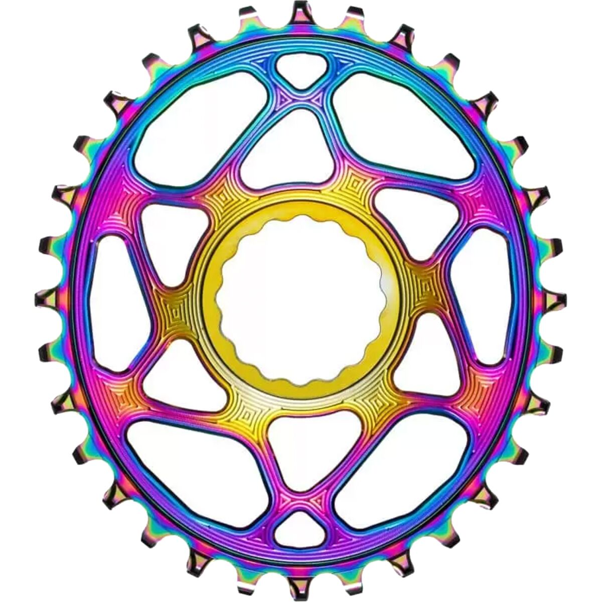 Image of absoluteBLACK PVD Oval Race Face Cinch Direct Mount Chainring PVD Rainbow, 30t