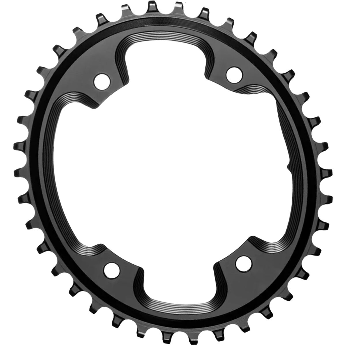Image of absoluteBLACK 1x Shimano 110BCD 4-Bolt Oval Chainring Black, 38t + bolts