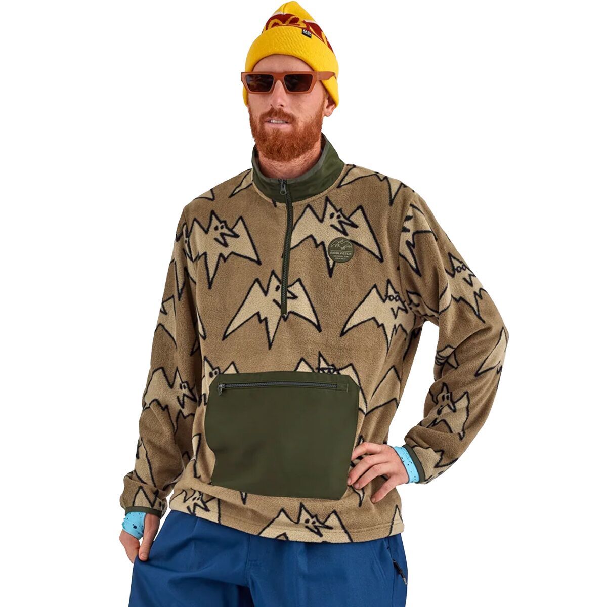 Image of Airblaster Fleece 1/2-Zip Jacket - Men's Tan Big Terry, M