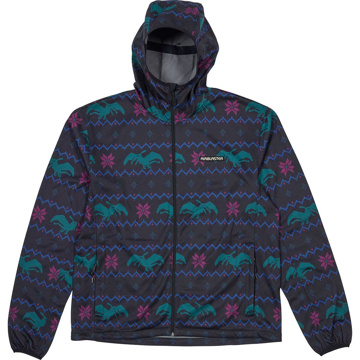 Image of Airblaster Transit Fleece Hoodie - Men's Teal Terry Xmas, S