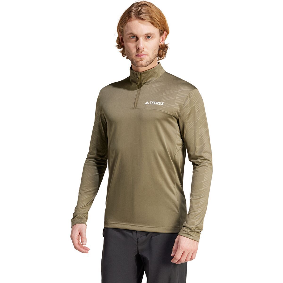 Image of Adidas TERREX Terrex Multi 1/2-Zip Long-Sleeve Shirt - Men's Olive Strata, XXL