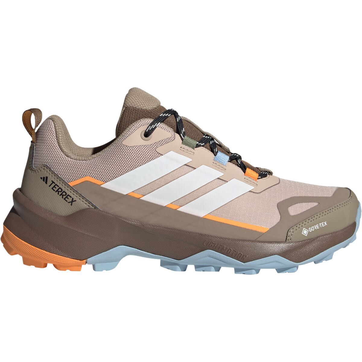 Image of Adidas TERREX Terrex Skychaser AX5 GTX Hiking Shoe - Women's Wonder Taupe/Off White/Glow Blue, 10.0