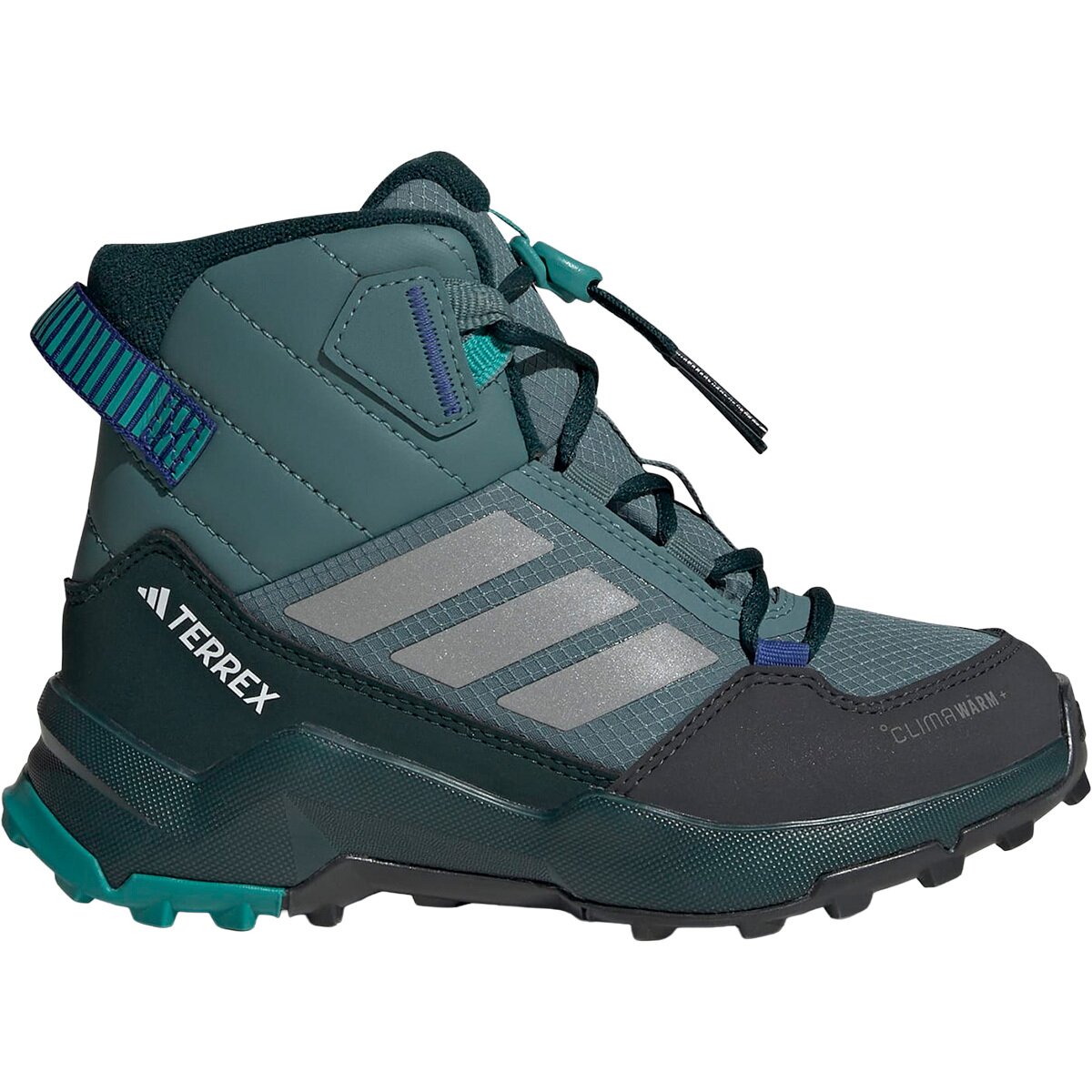 Image of Adidas TERREX AX4R CW+ Mid Shoe - Little Kids' Preloved Teal/Matte Silver/Pure Teal, 11.0