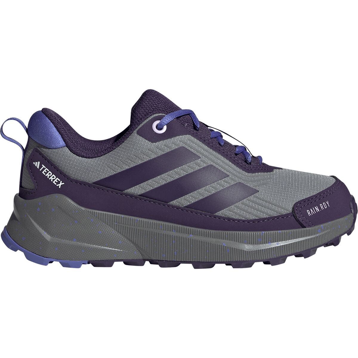 Image of Adidas TERREX Terrex Trailmaker 2 RAIN.RDY Hiking Shoe - Kids' Grey Three/Aurora Plum/Semi Cobalt Blue, 1.0