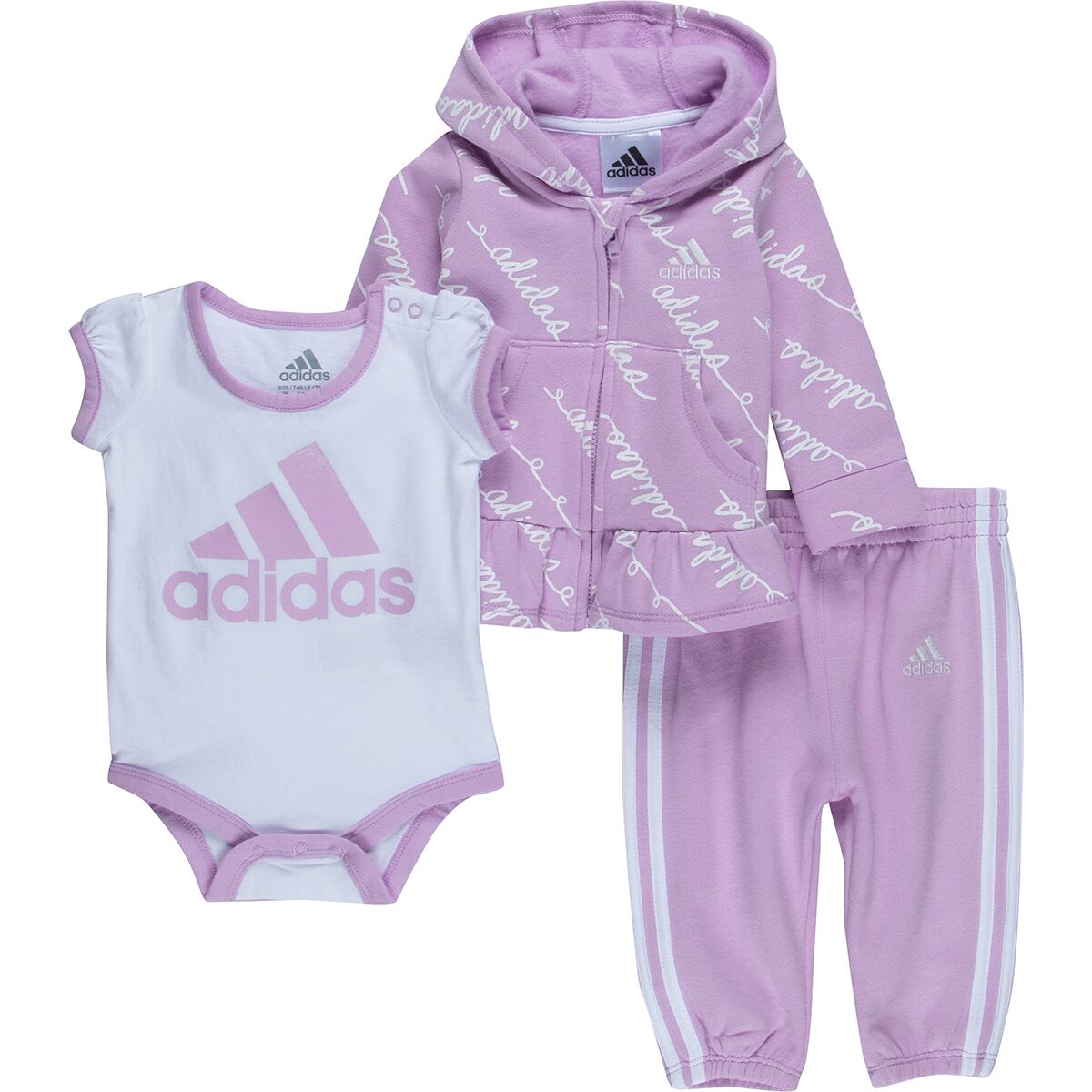 Adidas Print Fleece 3-Piece Jacket Set - Infant Girls'