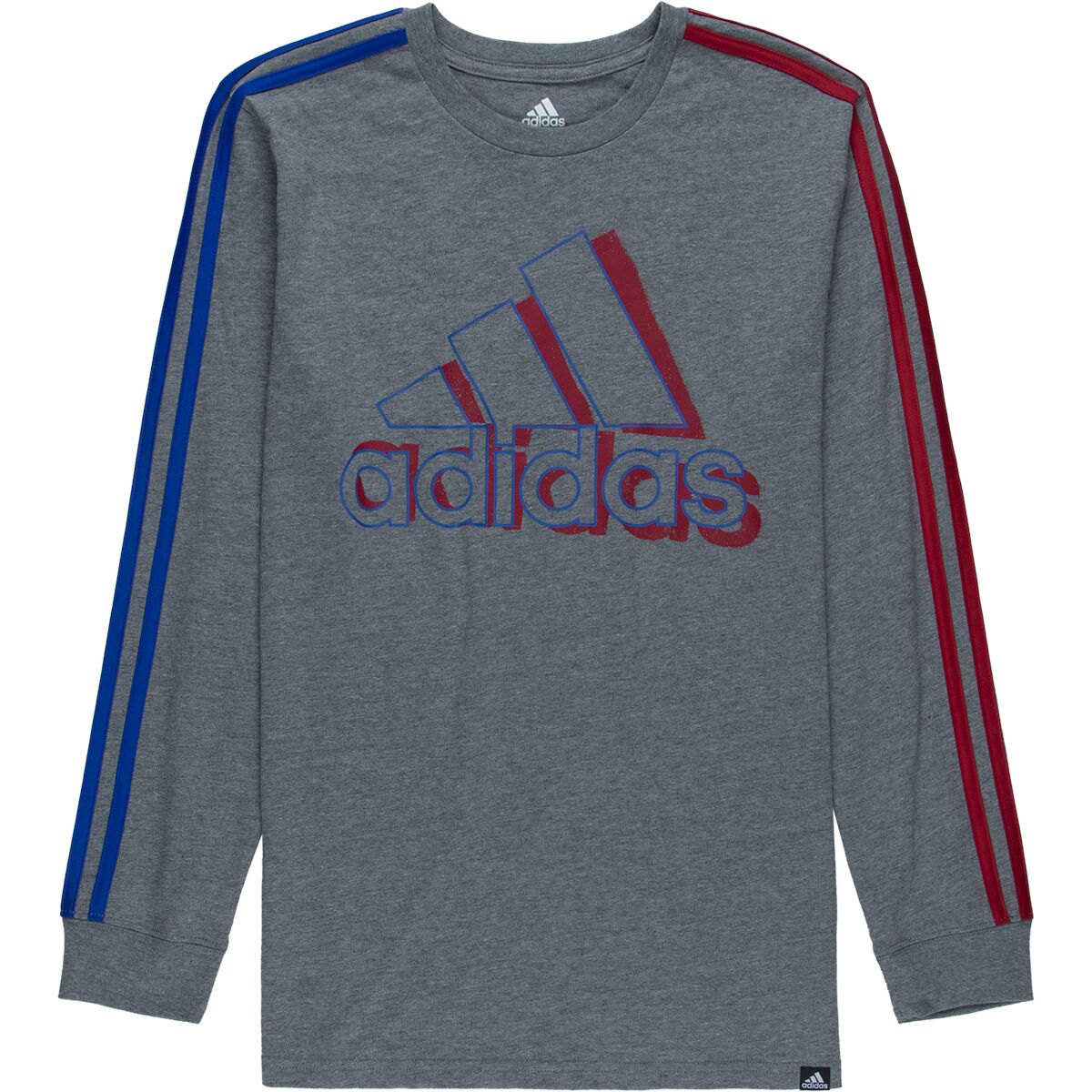 Adidas Split 3-Stripes Long-Sleeve Heather T-Shirt - Kids'