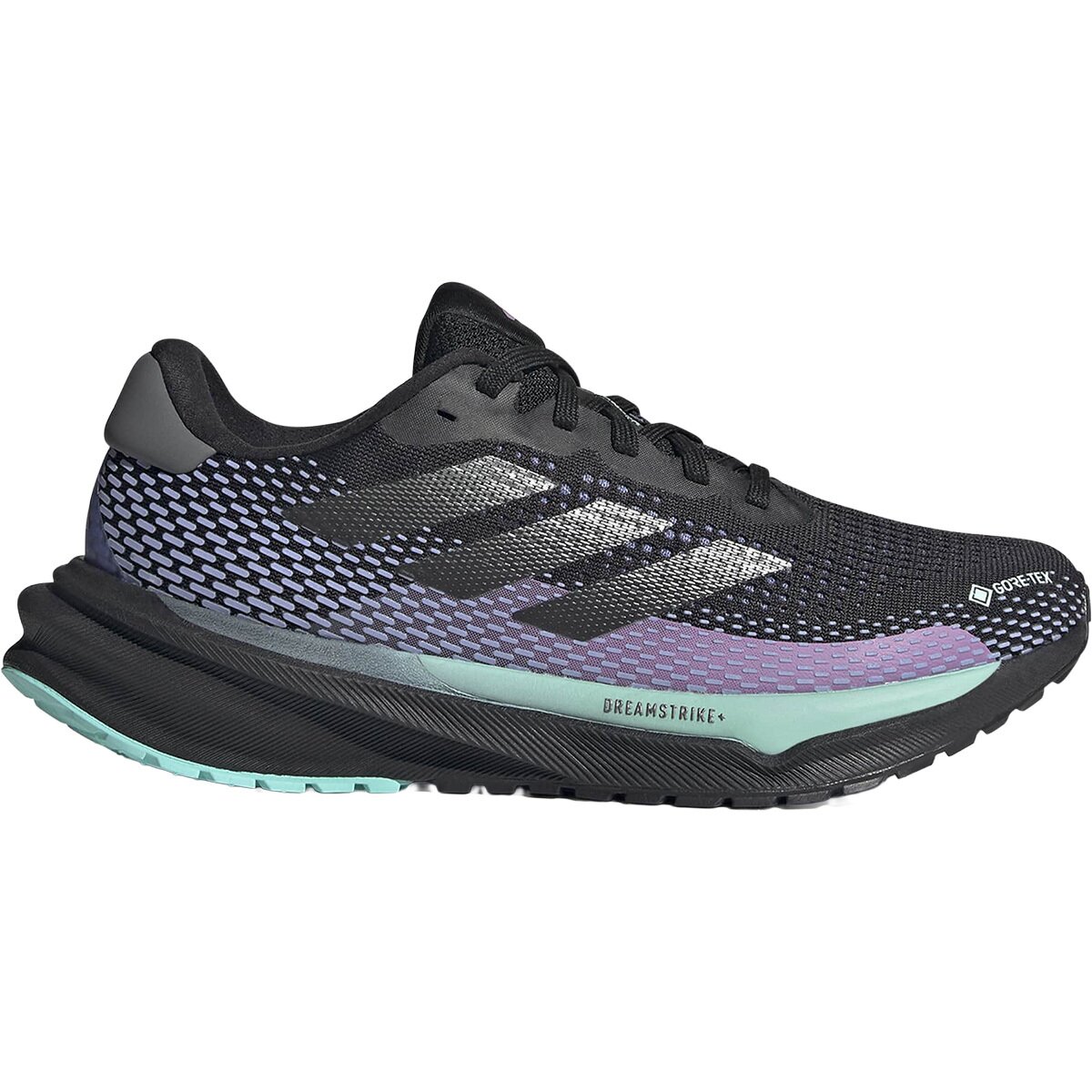 Image of Adidas Supernova GTX Running Shoe - Women's Core Black/Iron Metallic/Semi Flash Aqua, 11.0