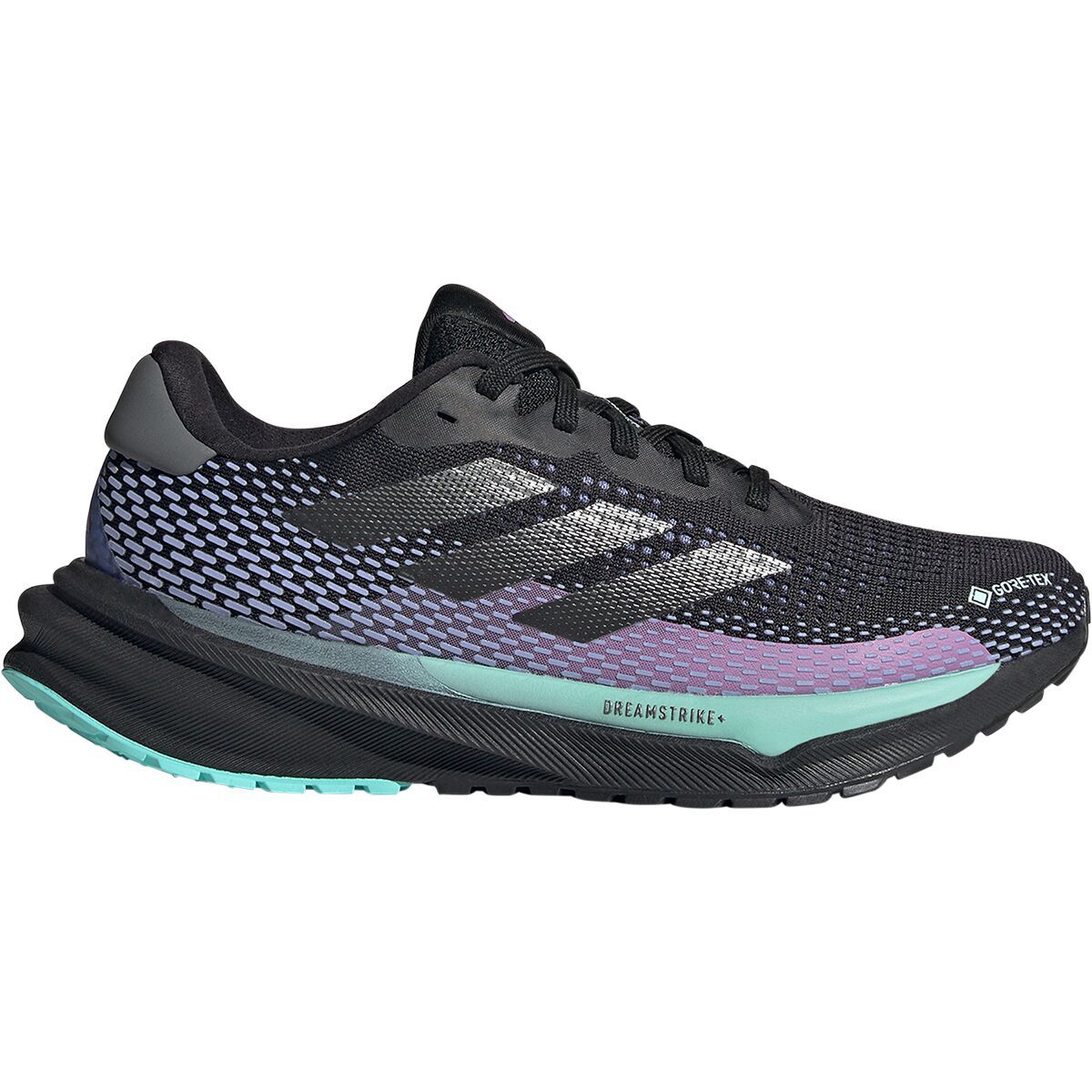 Image of Adidas Supernova GTX Running Shoe - Women's Core Black/Iron Metallic/Semi Flash Aqua, 11.0