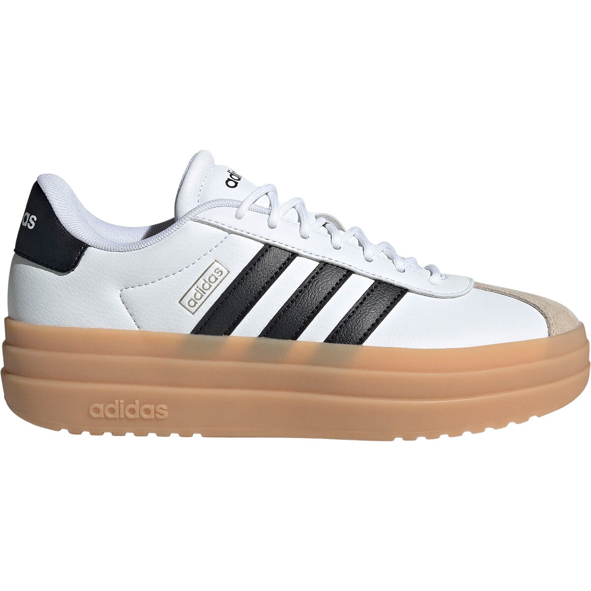 Image of Adidas VL Court Bold Shoe - Women's Footwear White/Core Black/Wonder Beige, 8.5