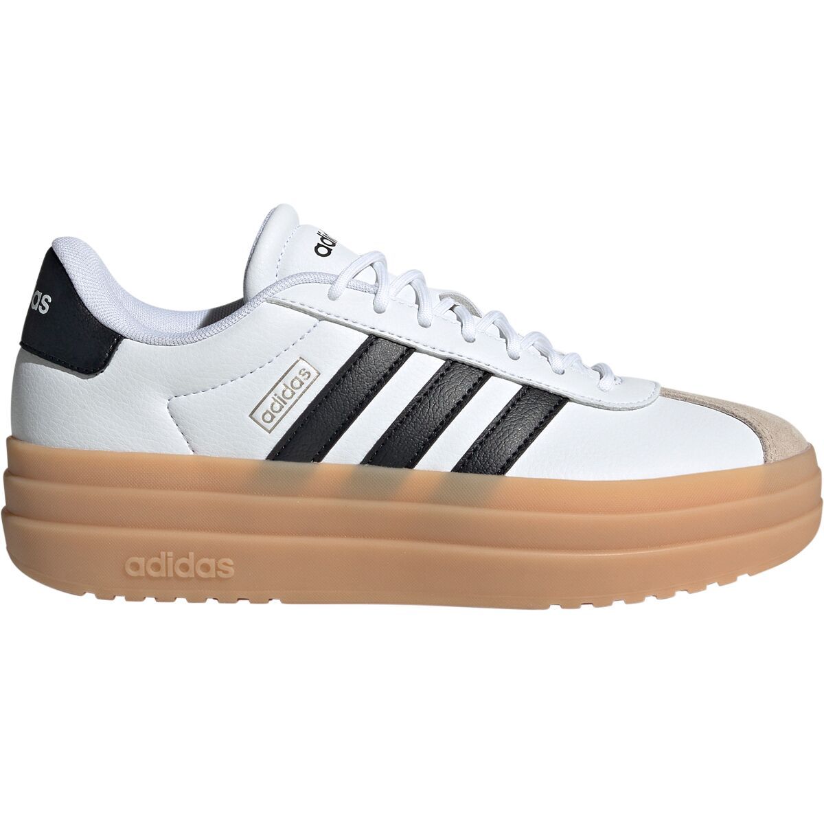 Image of Adidas VL Court Bold Shoe - Women's Footwear White/Core Black/Wonder Beige, 8.5