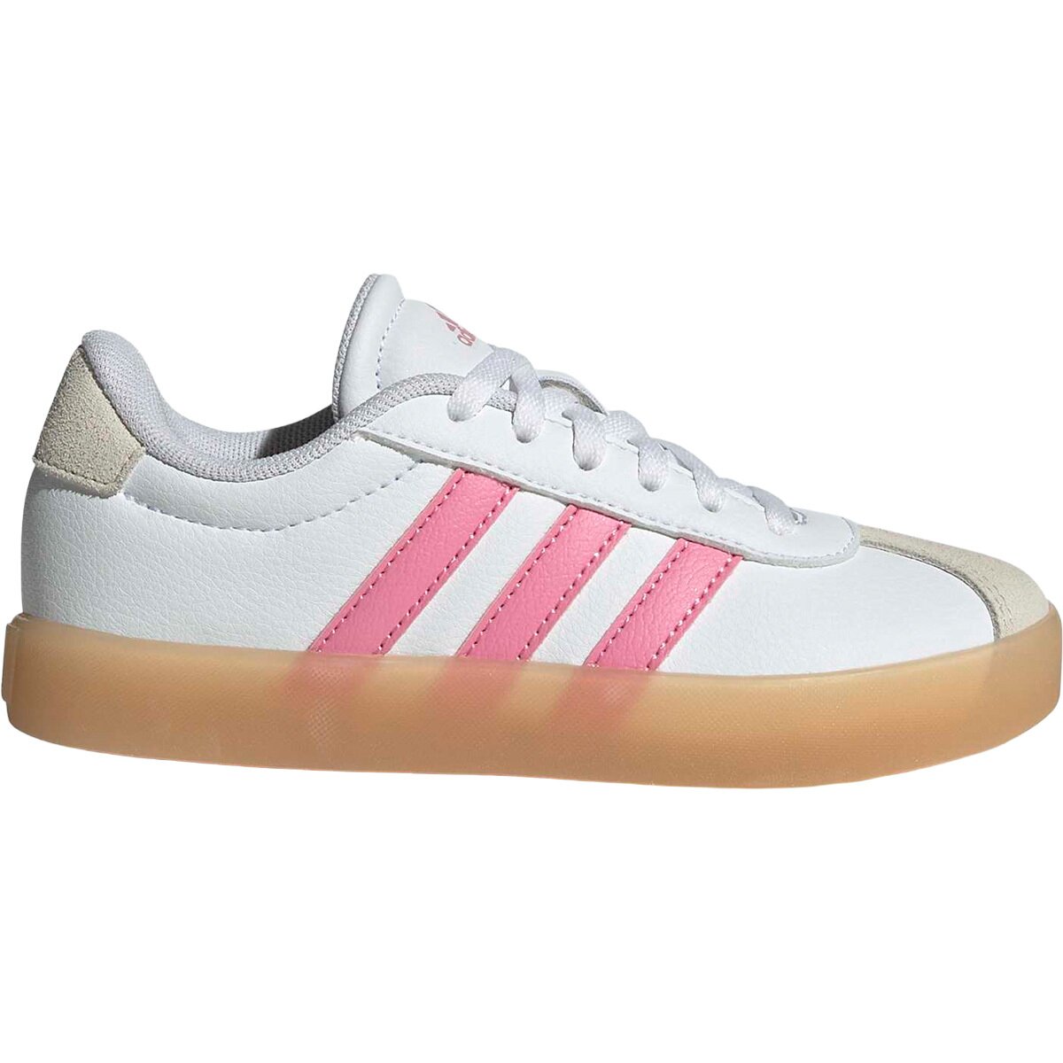 Image of Adidas VL Court 3.0 Shoe - Kids' Ftwr White/Bliss Pink/Alumina, 11.0