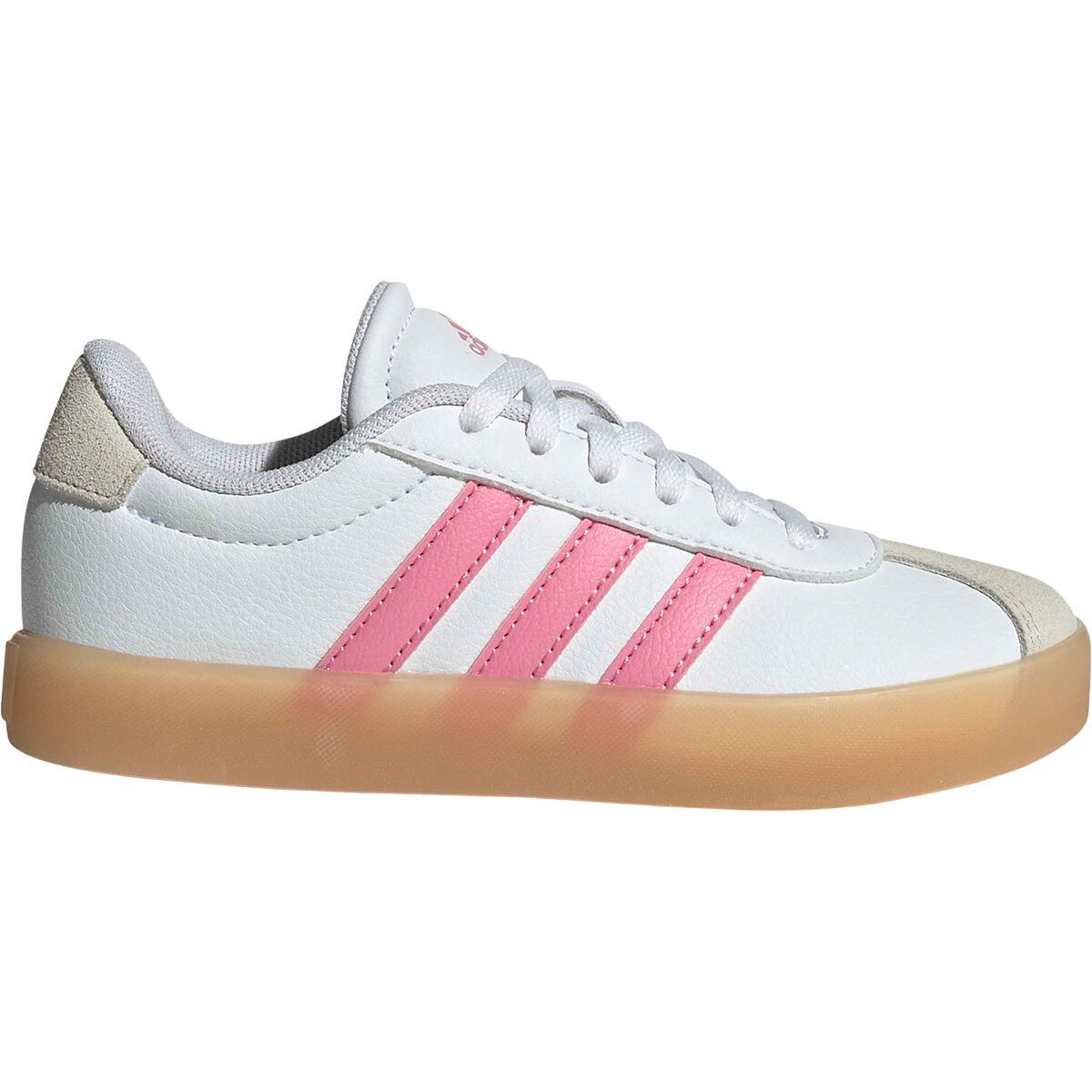 Image of Adidas VL Court 3.0 Shoe - Kids' Ftwr White/Bliss Pink/Alumina, 12.0