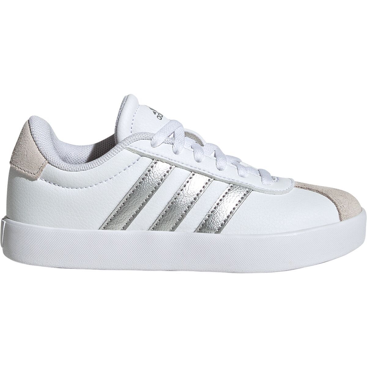 Image of Adidas VL Court 3.0 Shoe - Kids' Ftwr White/Silver Met./Grey One, 4.0