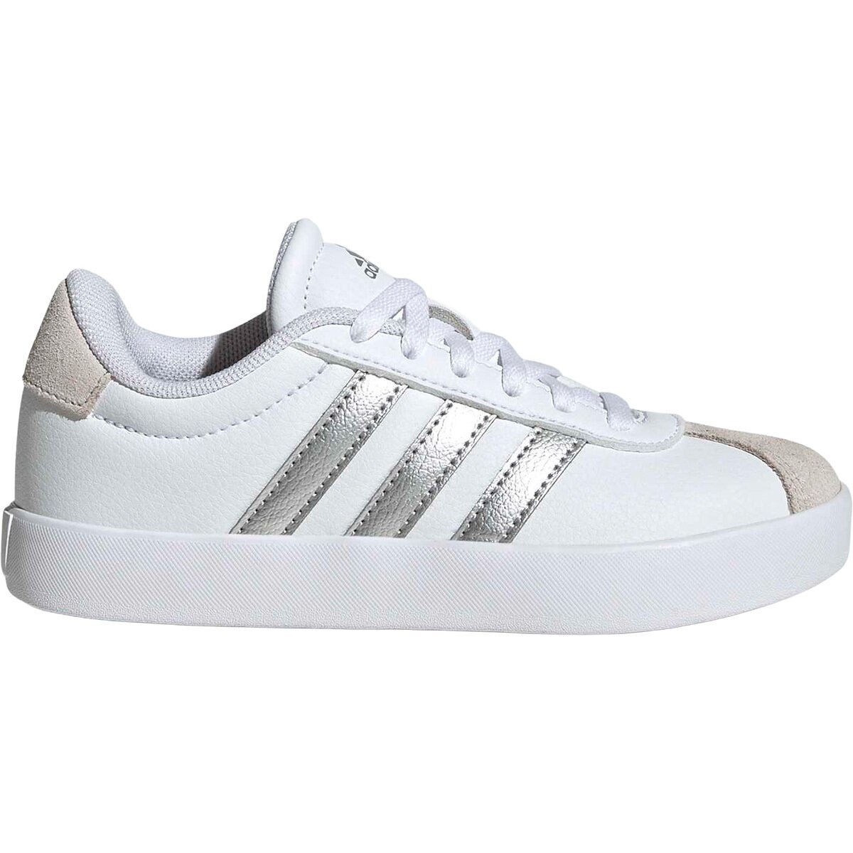 Image of Adidas VL Court 3.0 Shoe - Kids' Ftwr White/Silver Met./Grey One, 13.0