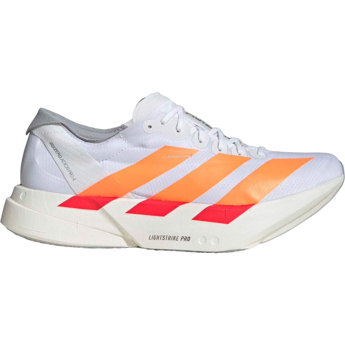 Image of Adidas Adizero Adios Pro 4 Running Shoe - Men's Ftwr White/Lucid Orange/Lucid Red, 11.5