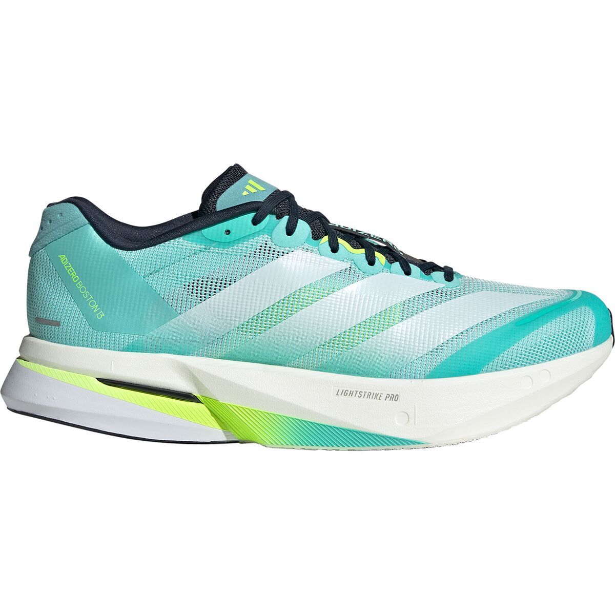 Image of Adidas Adizero Boston 13 Running Shoe - Men's Flash Aqua/Ftwr White/Lucid Lemon, 11.5