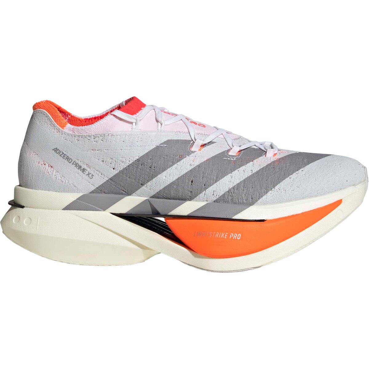 Image of Adidas Adizero Prime X3 Strung Running Shoe Ftwr White/Ftwr White/Lucid Red, Mens 8.0/Womens 9.0