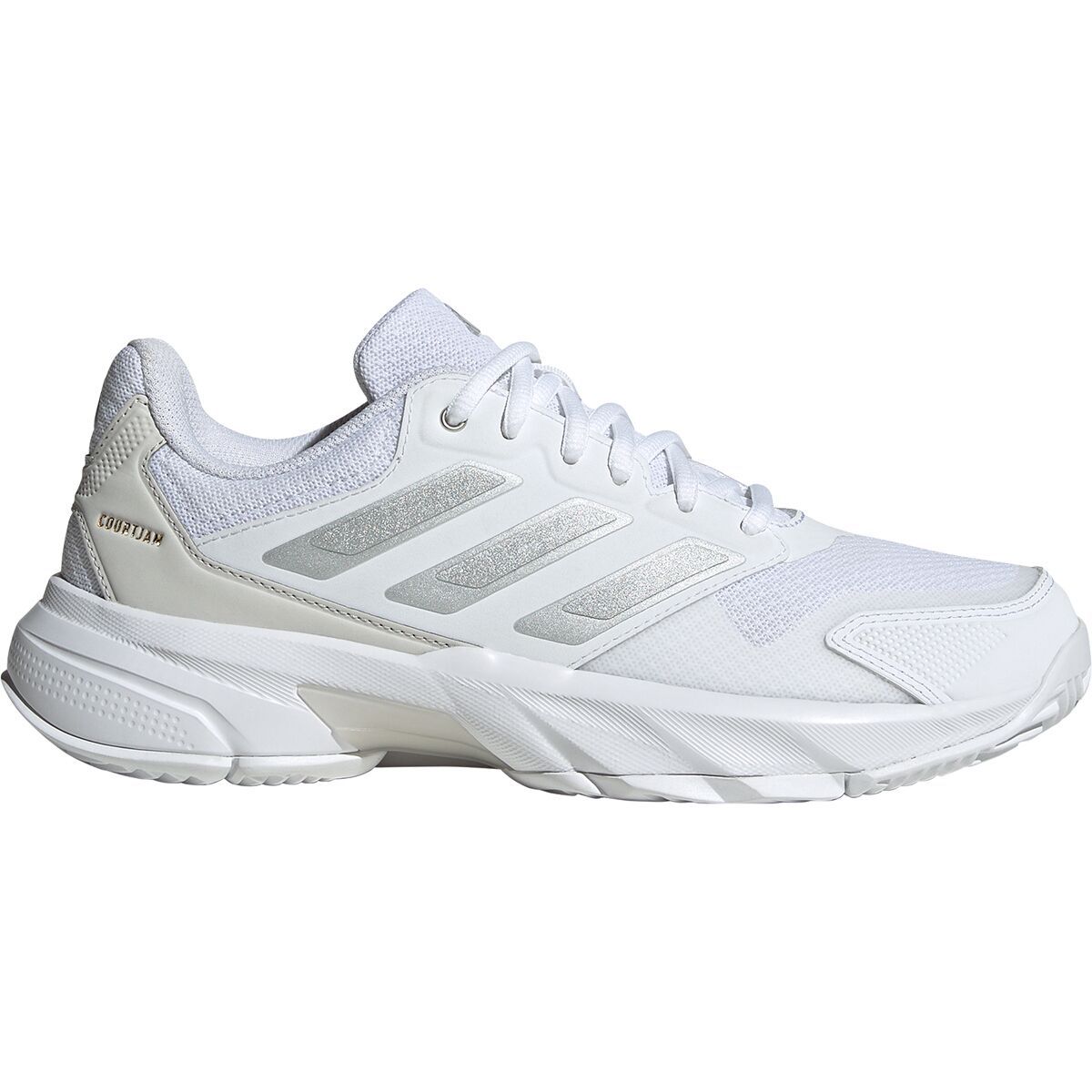 Image of Adidas CourtJam Control 3 Shoe - Women's Ftwr White/Silver Metallic/Grey One, 9.0