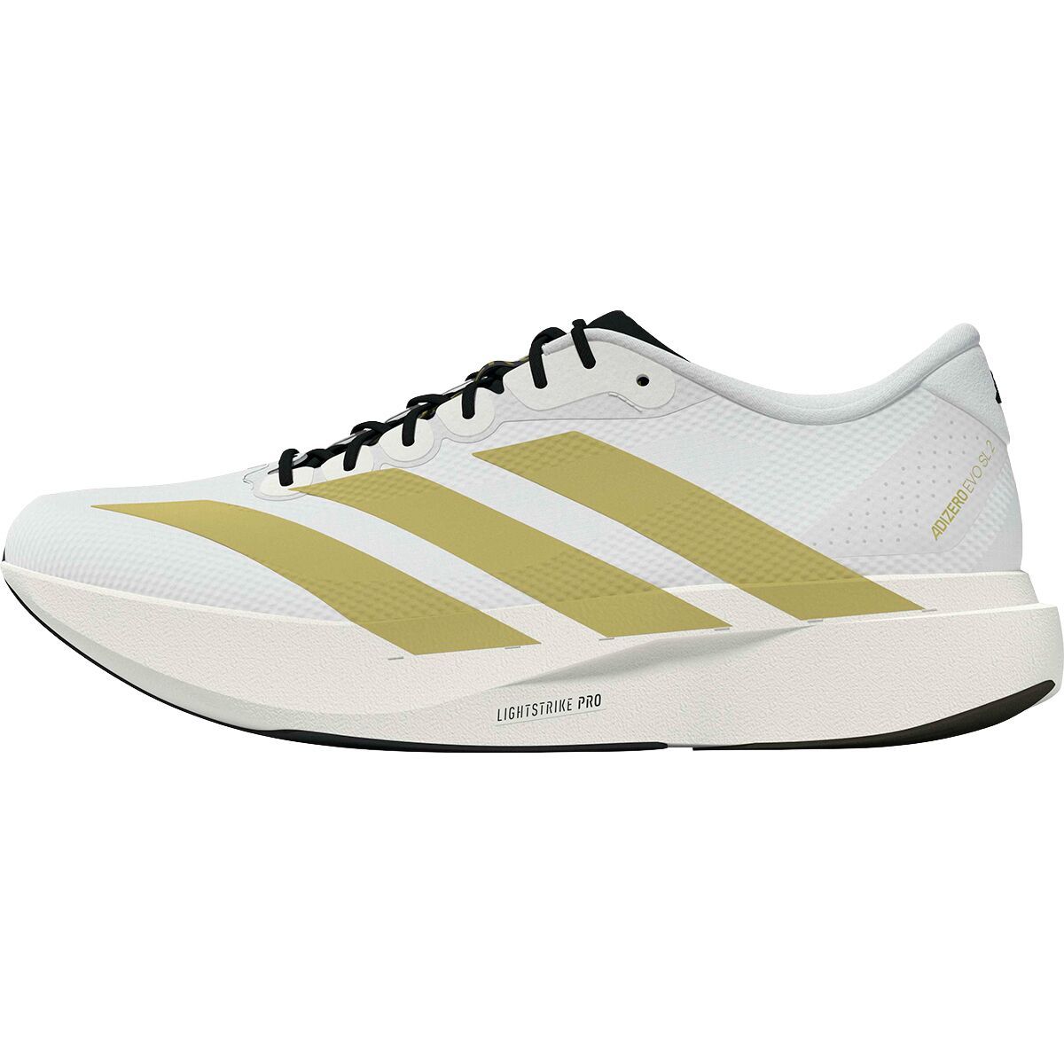 Image of Adidas Adizero Evo SL Woven Running Shoe - Men's Ftwr White/Matte Gold/Core Black, 11.5