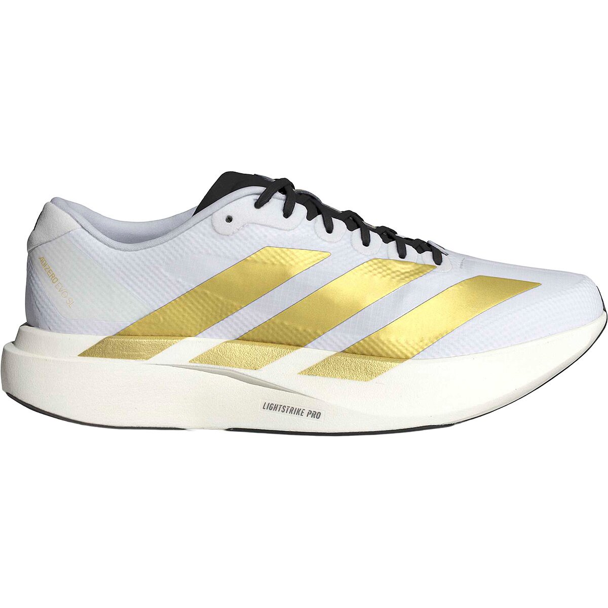 Image of Adidas Adizero Evo SL Woven Running Shoe - Men's Ftwr White/Matte Gold/Core Black, 11.0