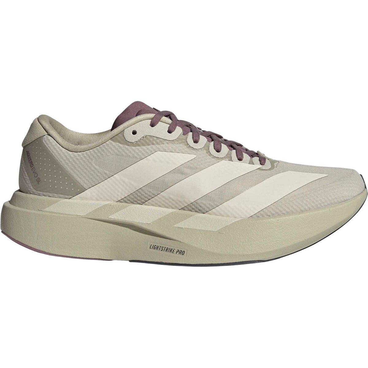 Image of Adidas Adizero Evo SL Woven HK Running Shoe - Women's Putty Grey/Alumina/Shadow Fig, 7.5