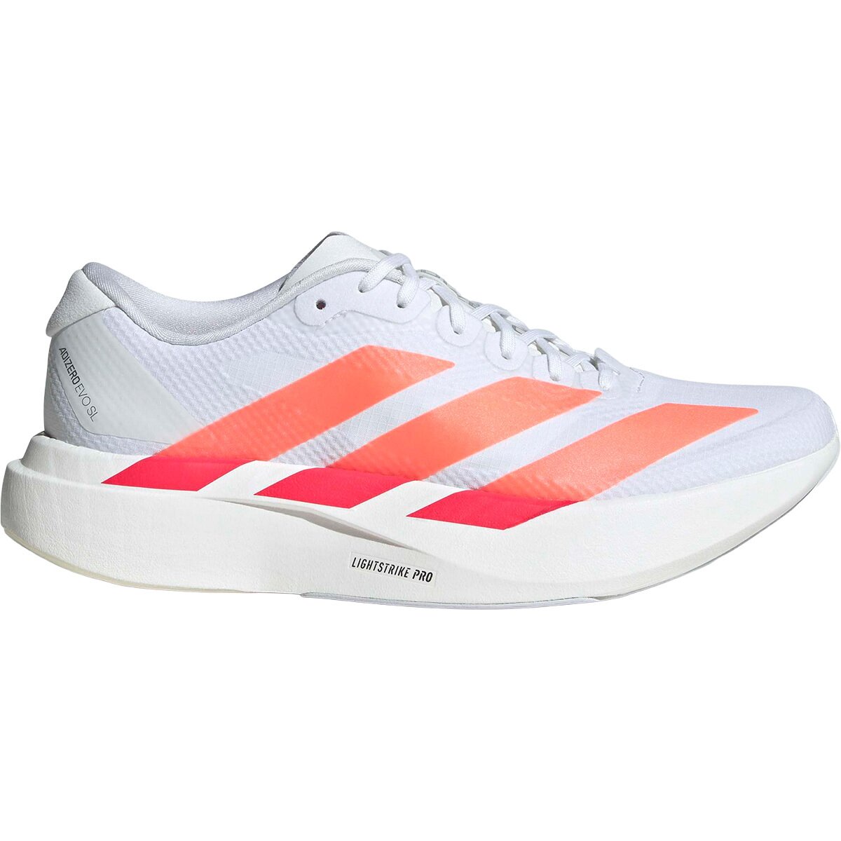 Image of Adidas Adizero Evo SL Woven Running Shoe - Women's Ftwr White/Beam Orange/Lucid Red, 9.0