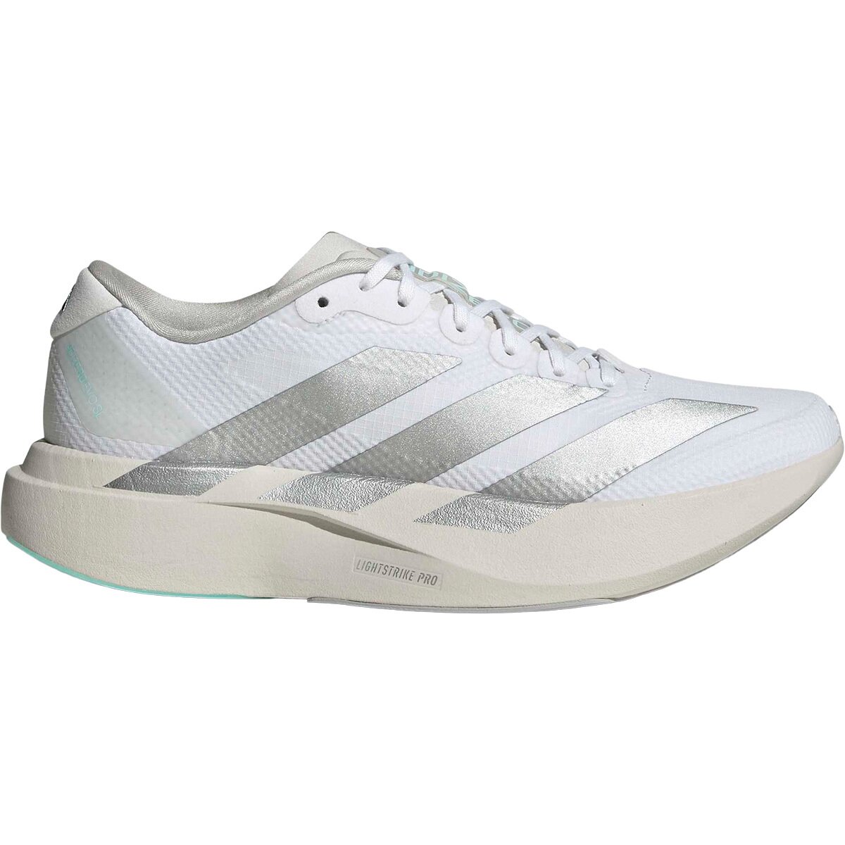 Image of Adidas Adizero Evo SL Woven Running Shoe - Women's Ftwr White/Ftwr White/Clear Aqua, 7.5