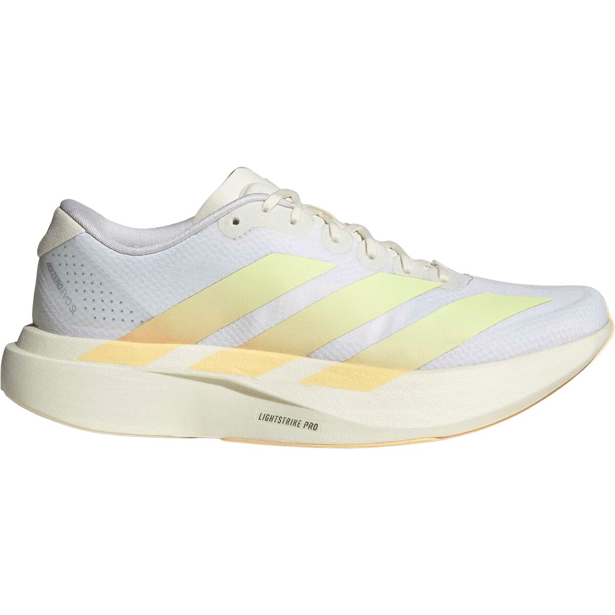 Image of Adidas Adizero Evo SL Woven Running Shoe - Women's Ftwr White/Ice Tangerine/Off White, 7.0