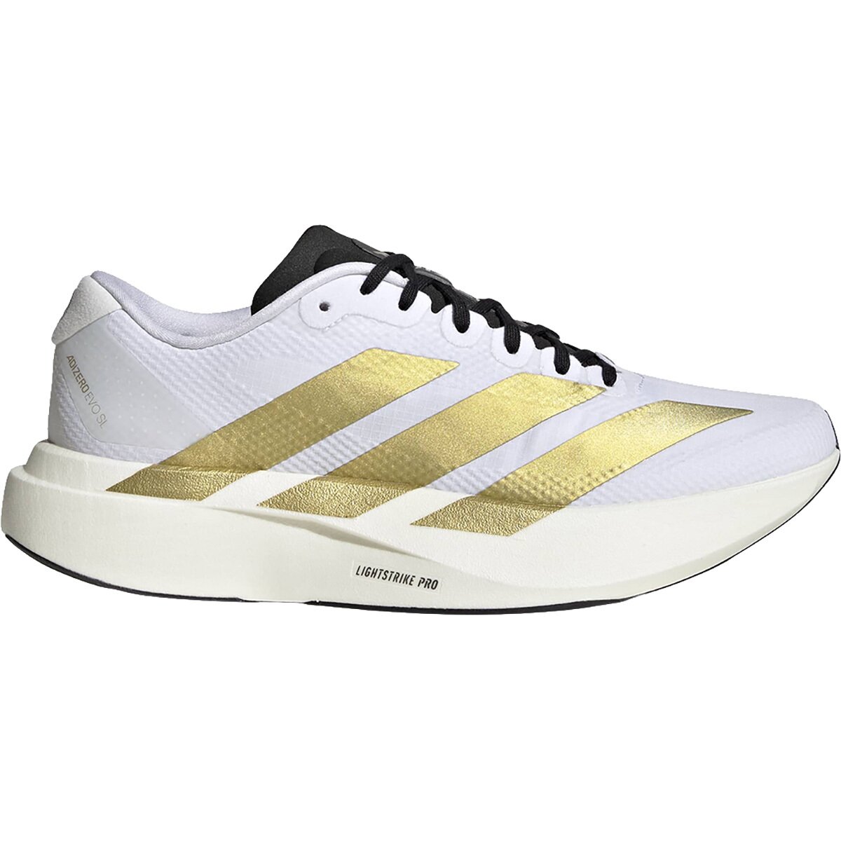 Image of Adidas Adizero Evo SL Woven Running Shoe - Women's Ftwr White/Matte Gold/Core Black, 8.5
